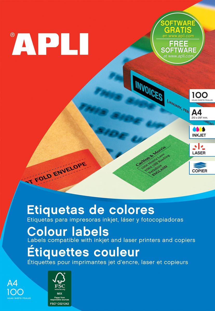 APLI Gekleurde etiketten 105 x 37 mm groen 1.600 stuks