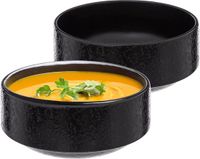Secret de Gourmet Soepkommen/schaaltje - 2x - Loft - keramiek - D15 x H7 cm - antraciet - Stapelbaar