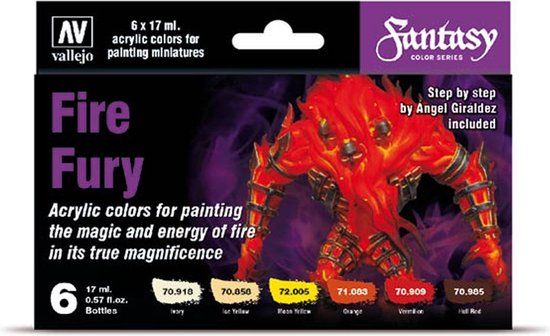 Vallejo Fire and Fury Color Set - 6 x 17ml Acrylic Paint Set