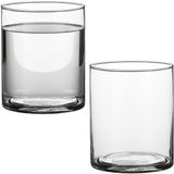 Mica Decorations Vaas - 2x - cilinder - helder glas - D12 x H15 cm