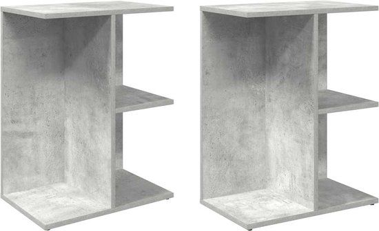 vidaXL Nachtkastjes 2 stuks betongrijs 46,5x29x61 cm engineering hout