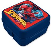 Marvel Spiderman broodtrommel/lunchbox voor kinderen - blauw - kunststof - 14 x 8 cm