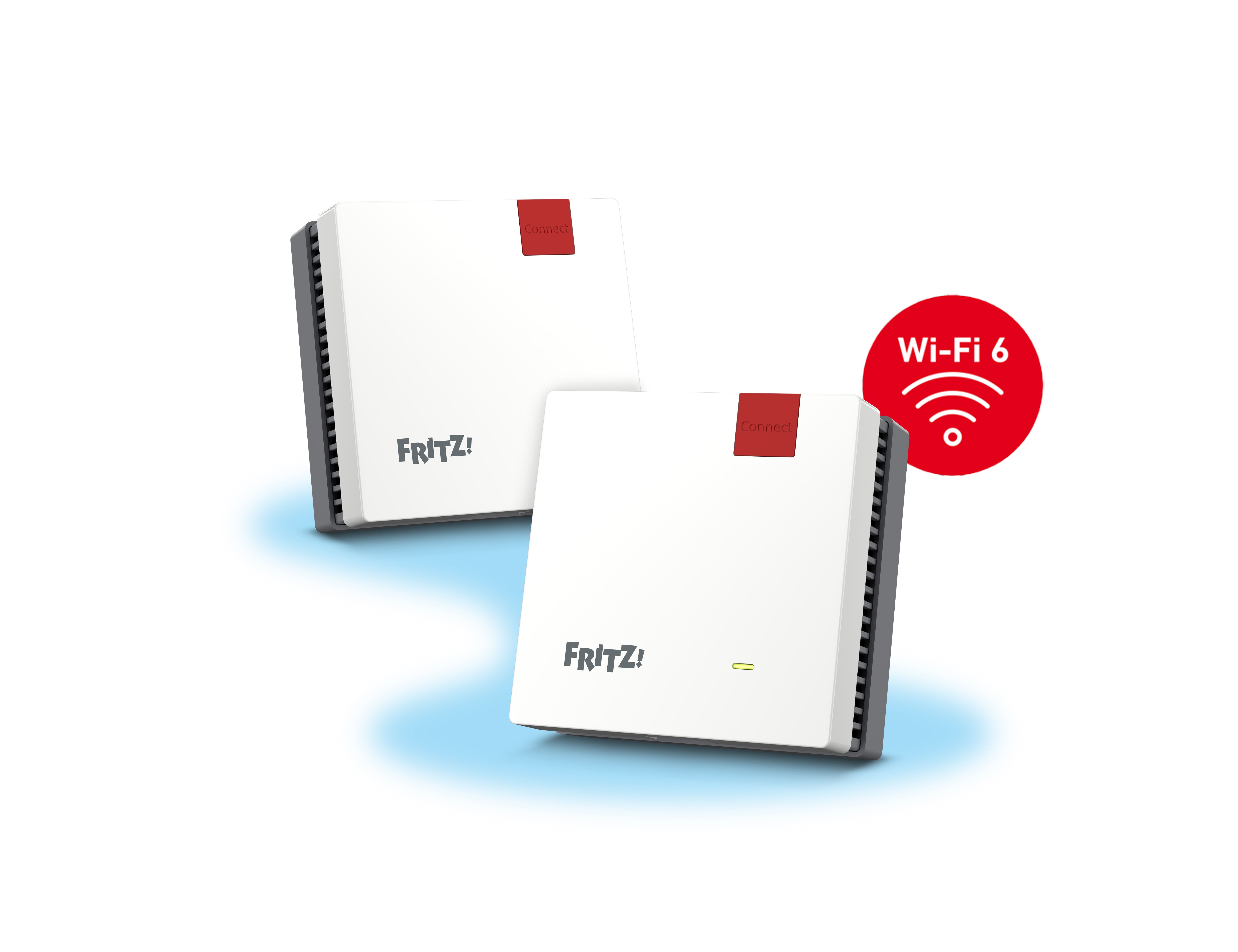 FRITZ! Mesh Set 1600 - Dual-Band Wi-Fi 6 Mesh System - 2-Pack - Red/White