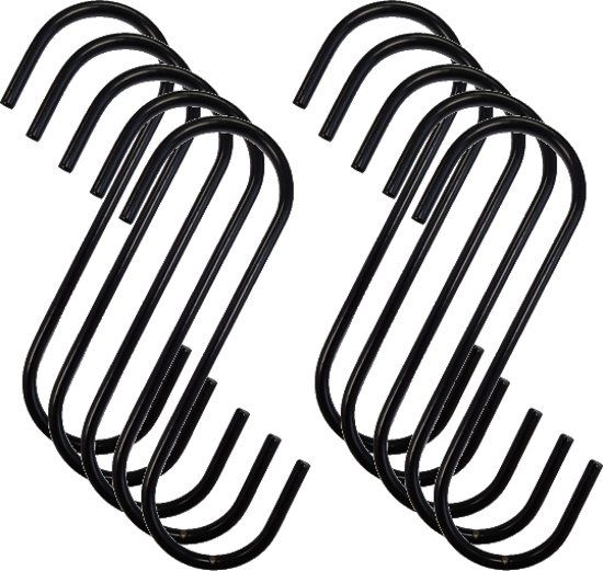Kledinghangersonline.nl Set van 10 zwarte S haken 150 mm