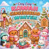 Cozy Easy Kawaii Gingerbread Winter: 40 Cute & Cozy Gingerbread Christmas Scenes to Color and Unwind