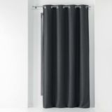 Wicotex Gordijn Tramina met ringen geweven donker grijs verduisterend 135x240cm