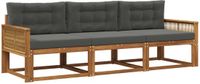 vidaXL - Chaise longue loungeset 3-delig Acaciahout Natuurlijk en Antraciet