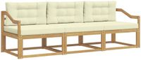 vidaXL - Chaise longue loungeset - 3 zitplekken - Wit en crème - Polyester