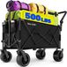 Merkloos Strandwagen Bolderkar Strandkar - Opvouwbaar - Intrekbare handgreep - Zwart - 125 x 50 x 80 cm