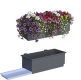 Merkloos Relaxdays Balkonbak - 2 stuks - Antraciet - 50x17x19 cm
