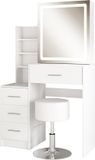 Vicco Lisca Kaptafel – 80 cm met LED-spiegel en kruk Wit