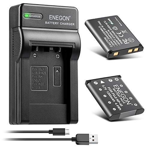 ENEGON Compatibiliteit: Vervangende landschappen voor Fujifilm NP-45 100% compatibel met FinePix XP50 XP60 XP70 XP80 XP90 XP120 XP130 XP140 T350 T360 T400 T500 T510 T550 T50 T50 T50 500 JX. 520