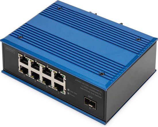 Digitus 8-Port Gigabit PoE Unmanaged Switch - Black/Blue