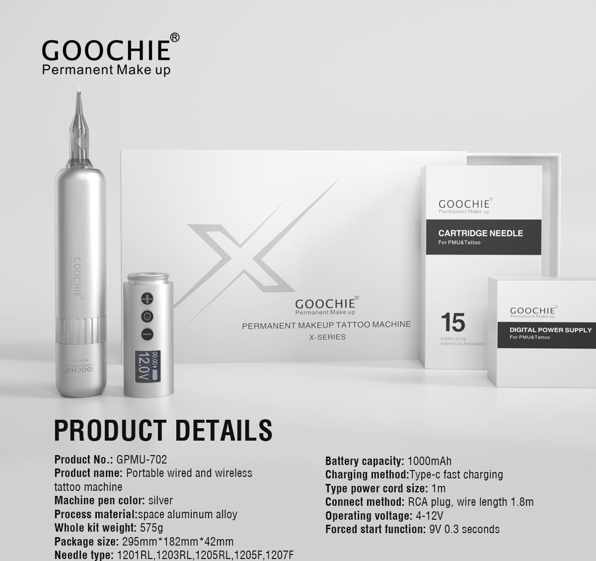 Goochie - Permanente Make-Up Pen – Draadloos – Permanente Make-Up Machine - Powderbrowse – Hairstroke – wenkbrauwen – Lippen – Eyeliner - Pmu