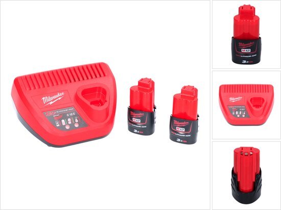 Milwaukee M12 NRG-302™ NRG Pack 2x accu 12V 3.0Ah + C12C Lader - 4933451902