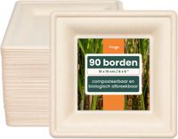 Haago – 90 Vierkante Bagasse Dessertborden, 15cm