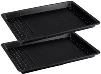 Zenker Set van 2 uitschuifbare geperforeerde rechthoekige pizzaplaten 37 tot 52 x 33 cm Black Metallic