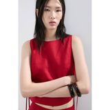 Mango cropped top met linnen rood