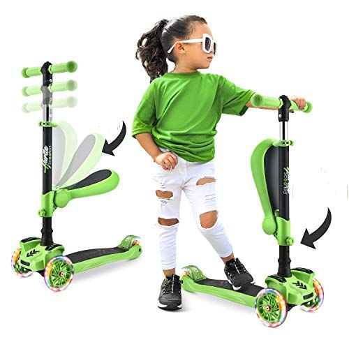 Hurtle Driewielige scooter voor kinderen - Stand & Cruise Speelgoed voor kinderen / peuters Opklapbare scooters met / in hoogte verstelbaar, Antislipdek, Knipperende wielverlichting, voor jongens / meisjes van 2-12 jaar