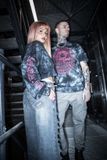 Rock Rebel by EMP Grijze cropped sweatshirt in tie-dye look - Dames - S