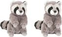 Wild Republic peluche raton laveur - 2x - 25 cm - Ratons laveurs peluches animaux