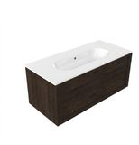 Saniclass Holz Frame Badkamermeubelset - 100x45x53.9cm - Chaci keramische wastafel wit - 1 wasbak - zonder kraangat - 1 lade - mat eiken charcoal