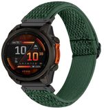 By Qubix Qubix - Elastische Solo Loop Nylon Bandje - 26mm Quickfit - Donkergroen - Geschikt voor Garmin Fenix 8 / 8 Pro - 51mm