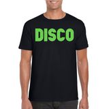 Bellatio Decorations Verkleed T-shirt heren - disco - zwart - groen glitter - jaren 70/80 - carnaval L
