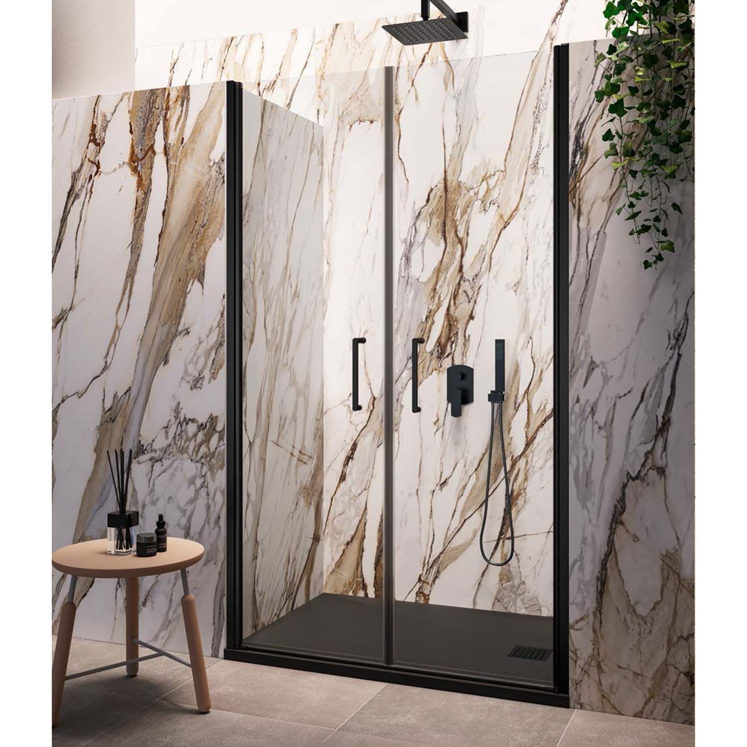 Lacus Nisdeur lacus giglio evo saloon 2 klapdeuren 100x200 cm helder glas zwart