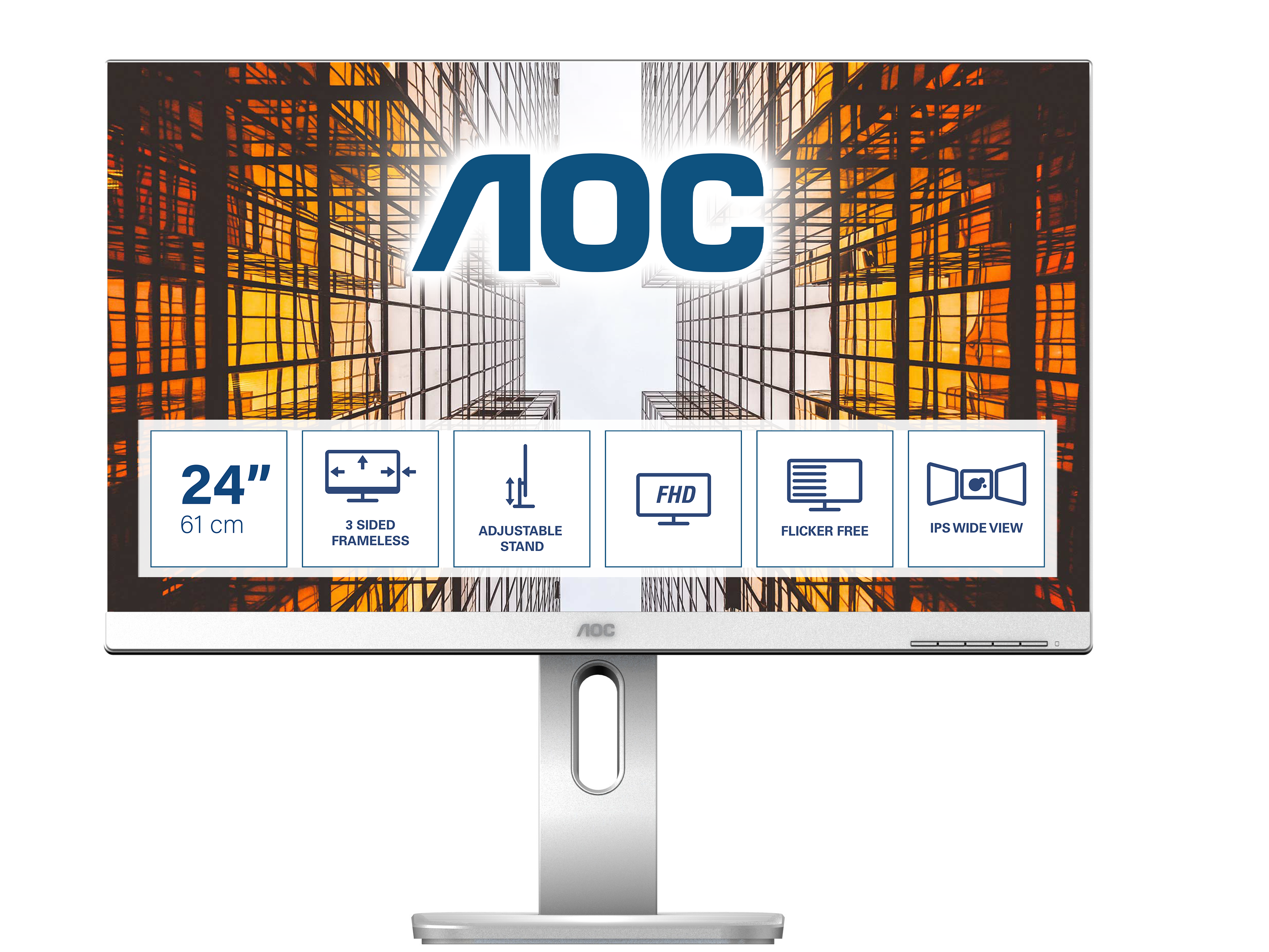 AOC P1 X24P1/GR - 24 inch Monitor - WUXGA - IPS - 60Hz - Grijs