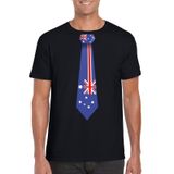 Bellatio Decorations Shoppartners Bv Zwart t-shirt met Australische vlag stropdas heren - Australie supporter S