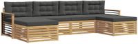 vidaXL - Bank loungeset - 6 zitplekken - Wit en antracietkleurig - Acacia hout