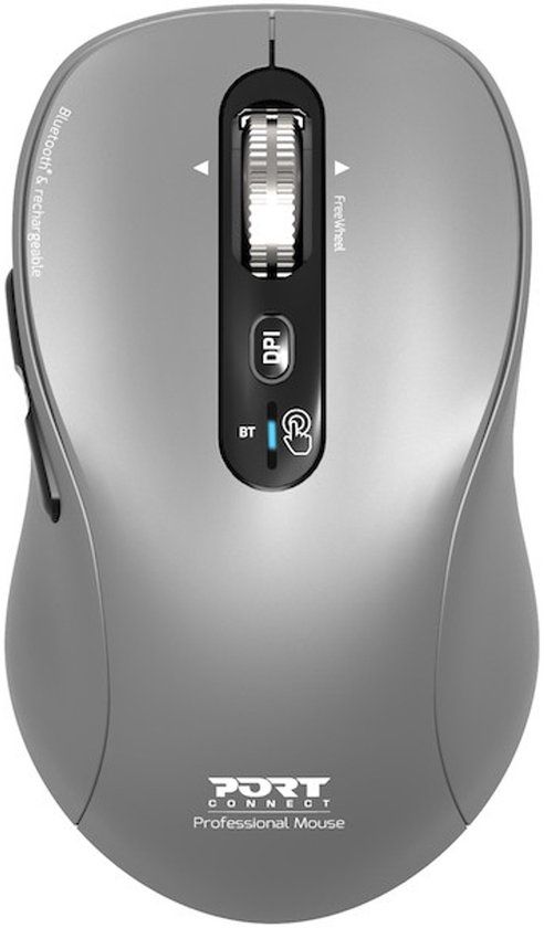 PORT Designs PORT Connect 910201 - Muis - Draadloos - Ambidextrous - 3200 DPI - Bluetooth - 6 knoppen - Grijs