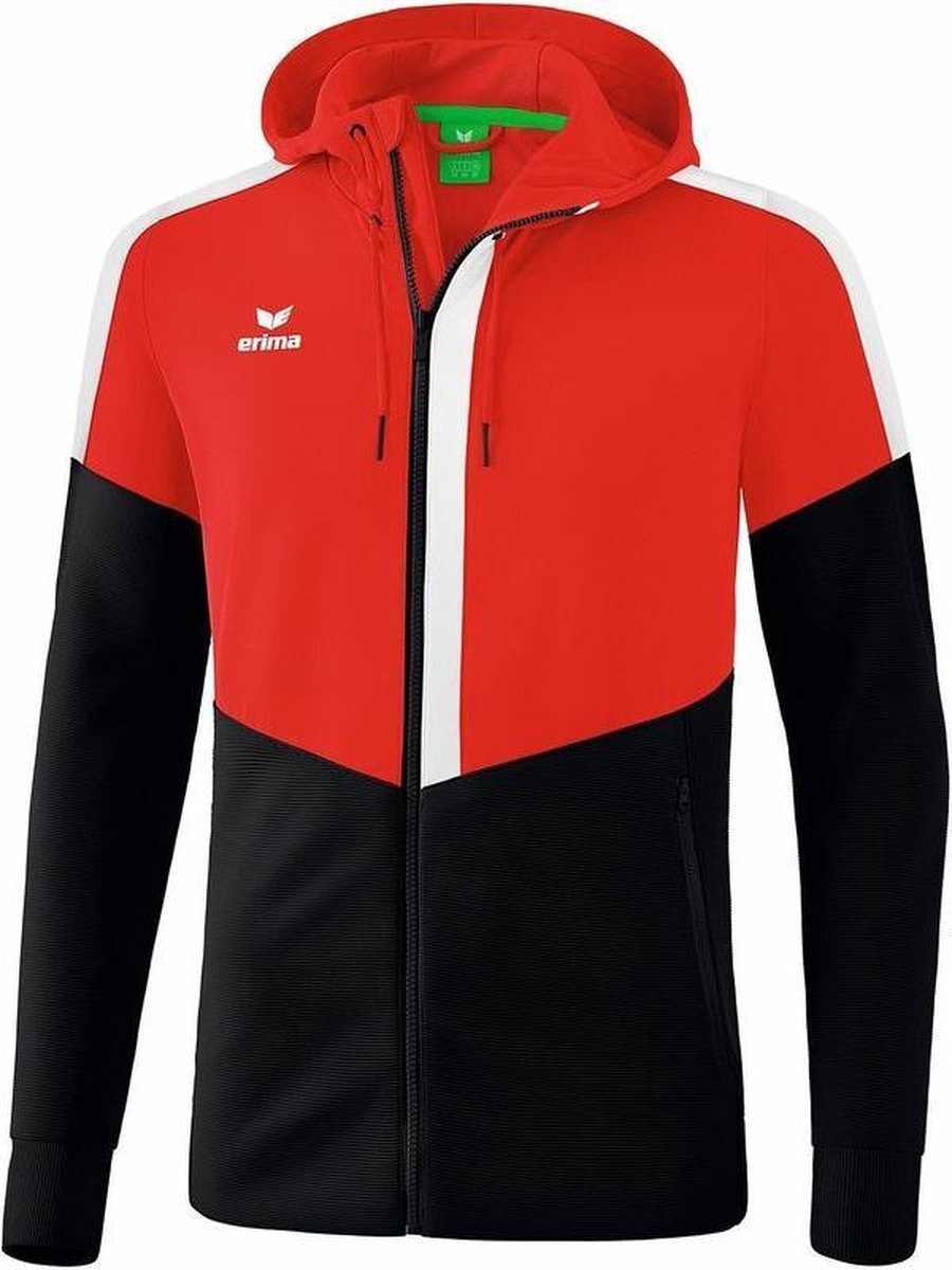 Erima Squad Trainingsjack Met Capuchon Rood-Zwart-Wit Maat XL