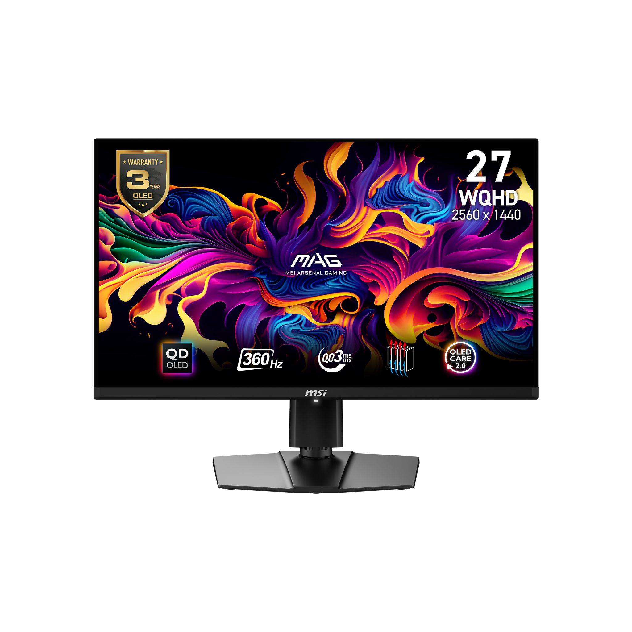 MSI MAG 271QPX QD-OLED 27" Gaming Monitor - 2560 x 1440, 360Hz, 0.03ms, HDR 400