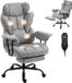 HOMCOM Massage Office Chair-Leathaire-76 x 77 x 126 cm-Grau