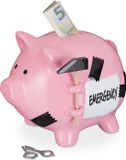 Relaxdays spaarvarken met hamer - afsluitbaar - 14,5 x 15,5 x 20 cm - keramiek - roze