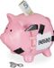 Relaxdays spaarvarken met hamer - afsluitbaar - 14,5 x 15,5 x 20 cm - keramiek - roze