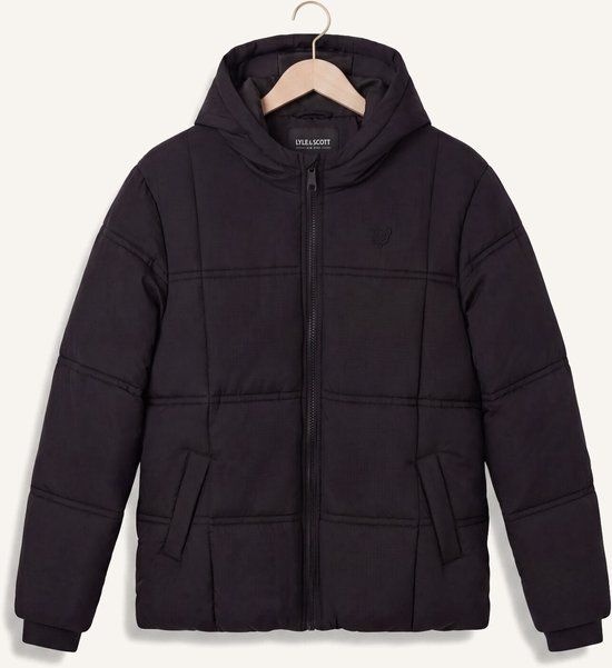 Lyle & Scott Tonal Eagle Padded Coat Winterjas Jongens Zwart Maat 170/176