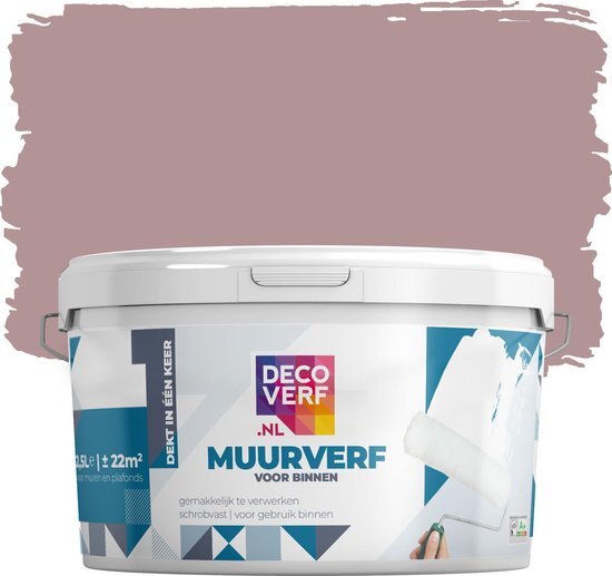 Decoverf.nl Decoverf muurverf mat, Vorstelijk roze, 2.5L
