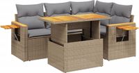 vidaXL 5-delige Loungeset met kussens, polyrattan, beige