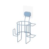 Compactor - Föhnhouder zonder boren, zelfklevend en herpositioneerbaar, poedergecoat metaal, L (16,8 x 12,2 x 26 cm), blauw - GRENA