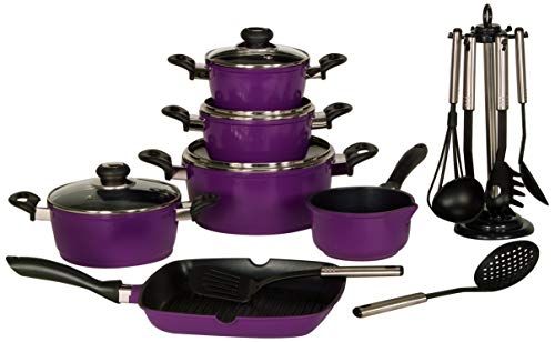 Krüger Karl 17/L Kookpan 28 cm, 14 liter, geëmailleerd, gegoten aluminium, lila