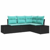 vidaXL Tuinbank - Set - 4 - st - Zwart - poly - rattan