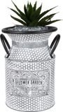 Sunnydays Melkbus/plantenpot/bloempot - zink - zilver - D18 x H26 cm