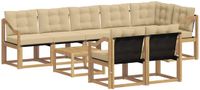 vidaXL - Hoek loungeset - 8 zitplekken - Acacia hout - Wit en Beige