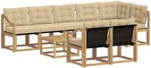 vidaXL - Salon d'angle - 8 places assises - Bois d'acacia - Blanc et Beige