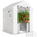 Mobliva Serre À Tomates, Serre Tunnel Avec Plate-bande Surélevée, Porte Sectionnelle, Fenêtre, Toit Incliné, 141 X 141 X 190 Cm, Blanche