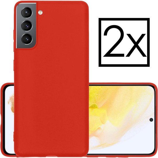 NoXx Hoesje voor Samsung Galaxy S21 - Siliconen Back Cover - Rood - 2x