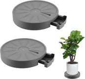 Merkloos Chariot pour plantes 28cm Support de pot rond avec roulettes mobiles et réservoir d'eau - Noir
